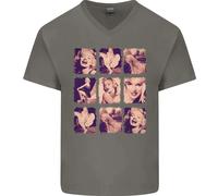 Marilyn Collage Celebrity Fashion Uomo V-Neck T-Shirt In Cotone