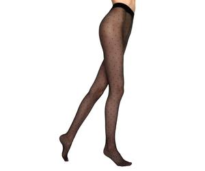 MARILYN Collant da donna con piccoli pois 20 DEN Flores l 716 alla moda Micronet collant trasparenti semi-opachi, rinforzo della punta invisibile, cuciture piatte e piccolo tassello, schwarz, 46