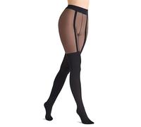 MARILYN collant donna coprente fin sopra il ginocchio 60 denari in coscia 20 denari effetto parigina a righe nero