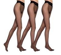MARILYN collant erotico da donna trasparente con pizzo 15 den vita bassa nero