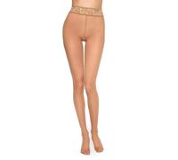MARILYN collant erotico da donna trasparente con pizzo 30 den vita bassa con pizzo in vita beige