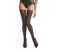 MARILYN Eleganti calze autoreggenti con fascia in lurex, 40 denari, Nero (Black & Red), 36-38