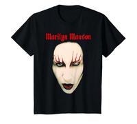 Marilyn Manson Big Face Red Lips Maglietta, Bambini, Nero, 10 Anni