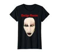 Marilyn Manson Big Face Red Lips Maglietta, Donna, Nero, M