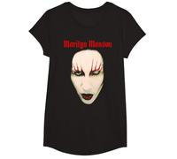 Marilyn Manson Big Face Red Lips Maglietta, Ragazze, Nero, S
