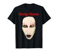 Marilyn Manson Big Face Red Lips Maglietta, Uomo, Nero, S