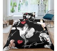 Marilyn Monroe Art 2 Pezzi Copripiumino Set Copripiumino 3D Stampa Digitale Set Di Biancheria Da Letto Microfibra Morbido Con Cerniera E Federe Per Bambini Single(135x200cm)