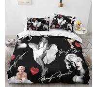 Marilyn Monroe Art Set Copripiumino 3 Pezzi Copripiumino 3D Stampa Digitale Con Cerniera Microfibra Morbido Set Di Biancheria Da Letto E Federe Per Bambini Double（200x200cm）
