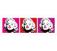 Marilyn Monroe (Red Triptych 33 x 95 cm Tela Stampata