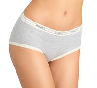 MARILYN Panty Mutande da donna in cotone con ampia vita logiata, design sportivo, vestibilità comoda, elastico, traspirante, morbido (S/M M/L L/XL, nero/grigio/prugna), grigio., L-XL