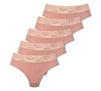 MARILYN Poupée Infinity Slip Brasiliano in Cotone con Cintura in Pizzo Beige - S - Confezione da 5