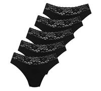 MARILYN Poupée Infinity Slip Brasiliano in Cotone con Cintura in Pizzo Nero - M - Confezione da 5