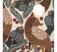 Marimekko Ketunmarja - Tovaglioli di carta IHR Lunch con volpi e uccelli, confezione da 20 pezzi, 3 veli, 33 cm, quadrati