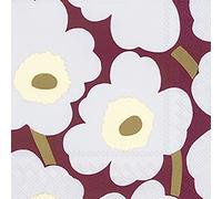 Marimekko Marimekko UNIKKO Bordeaux - IHR Tovaglioli di carta da tavola, 33 cm, quadrati a 3 strati, 50,8 cm