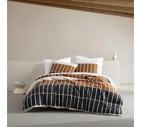 Marimekko - Set copripiumino king size, in cotone biologico con federe abbinate, decorazione moderna per la casa, certificato GOTS (Tiiliskivi Raita Charcoal, King)