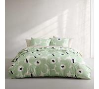 MARIMEKKO - Set copripiumino per letto king size, biancheria da letto super morbida, con federe abbinate, motivo floreale, in tessuto biologico certificato Oeko-Tex, verde (Unikko Green)