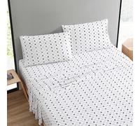MARIMEKKO - Set di lenzuola per letto queen size, in percalle di cotone di prima qualità, con federe abbinate, leggero e traspirante (kukkaketo nero, Queen)