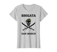 Marina Brigata San Marco Marina Militare Maglietta, Donna, Argento, XL
