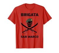 Marina Brigata San Marco Marina Militare Maglietta, Uomo, Rosso, L