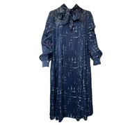 Marina Rinaldi Abito Maxi In Viscosa Blu Navy Dolomiti Donna Taglia 20W/29 NWT