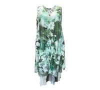 Marina Rinaldi Abito Maxi Senza Maniche Stampato Dovizia Verde NWT