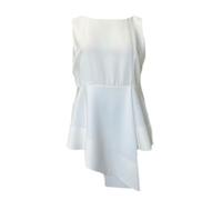 Marina Rinaldi Blusa Peplum Bianca Con Cintura Da Donna $1030 NWT