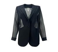 Marina Rinaldi Donna Nero Canarie un Pulsante Trasparente Giacca Nwt