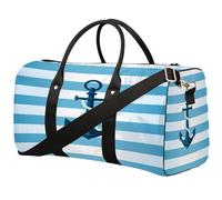 Marina Stripe Anchor Rope Sport Tote Gym Bag per uomini e donne, resistente all'acqua, pieghevole, borsone da viaggio, leggero, da portare con sé, weekender, durante la notte, per allenamento ospedale
