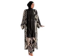 MARINA SWIMWEAR Kimono lungo e largo islamico da donna | Soprabito semplice ad asciugatura rapida | Pareo Kimono Burkini, Nero , S/XXL