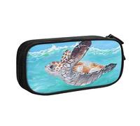 Marina Tartaruga Bambino Stampato Matita Sacchetto Trucco Gioielli Box Portatile Portaoggetti Portagioie da Viaggio Nero, Nero , Taglia unica, Astuccio portamatite