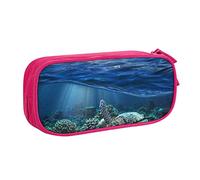Marina tartaruga galleggiante su e sopra corallo stampato matita sacchetto trucco gioielli scatola portatile viaggio gioielli caso nero, rosa, Taglia unica, Astuccio portamatite