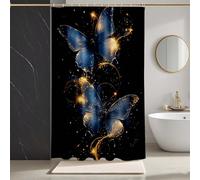 Marina Tenda Doccia 160 x 200 cm, HD Stampa Tenda Doccia Farfalla Shower Curtain Impermeabile Poliestere con 12 Anelli, Stampa Shower Curtain per Bagno, Vasca da Bagno, Regalo Donna -zpg25073IO