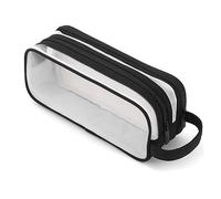 Marinada 1 pz griglia Mesh Pencil Case Clear Handheld multifunzione Pencil Pouch per adolescenti studenti nero, Nero