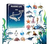 Marine Life Countdown Calendar | 2D Flat Acrylic Animal Themed | Christmas Decorative Hanging Ornament for Party Mirrors Walls Trees Friends Family Enthusiasts Holiday Season Home