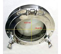 Marine Nautical Store Oblò in vetro per finestra con oblò da 30,5 cm (argento lucido)