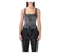 Marine Serre - Moon Laser Denim Bustier Top - - Tops - Donna - Grigio - L