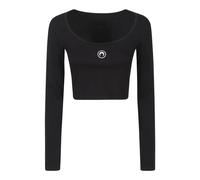 Marine Serre - Moon Logo LS Roundneck Top - - Tops - Donna - Nero - M