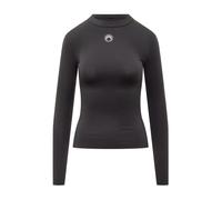 Marine Serre - Moon Logo Strass Jersey Top a Maniche Lunghe e Collo Alto - - Tops - Donna - Nero - S