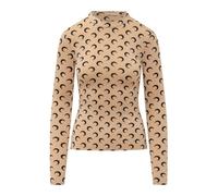 Marine Serre - Moon Printed Jersey LS Highneck Top - - Tops - Donna - Beige - L