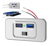 Marine USB Charging Port | ABS Flame Retardant, 12-24V, 5V/9V/12V | USB Car Charger With PD + QC3.0 | Fast Charging For RV, Bus, Boat & Truck