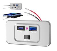 Marine USB Charging Port - RV Outlet | Fast Charger QC3.0 PD3.0 Waterproof Socket - 12 V 24 V Overload Protection ABS Flame Retardant Panel For Boat Car SUV Vehicle Use
