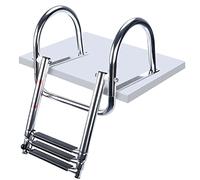 Marinebaby Scala a 3 gradini per pontone, in acciaio inox, telescopica, autoportante, capacità 181,4 kg