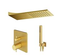 Mariner Eden coaxial sistema doccia con termostatico incl. corpo incasso, pannello pioggia in acciaio inox e set doccetta in metallo, EDE2802-OB#Set2, Eden coaxial oro spazzolato [Rubinetteria Bagno >
