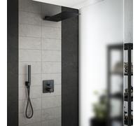 Mariner Eden coaxial sistema doccia con termostatico incl. corpo incasso, pannello pioggia in acciaio inox con 2 funzioni e set doccetta in metallo, EDE2803-NO#Set1, Eden coaxial nero opaco [Rubinette