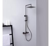 Mariner Linea sistema doccia con termostato, doccetta ad asta di metallo e soffione doccia in acciaio inox squadrato, WLS5301-GR, Kobra; Linea; Otto; Quadra grafite opaco [Rubinetteria Bagno > Colonne
