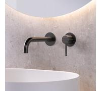 Mariner Logica rubinetto lavabo a parete proiezione 212 mm, per corpo incasso move, LOG1000-GM+BOT0058-GM, Logica antracite spazzolato [Rubinetteria Bagno > Rubinetteria Lavabo]