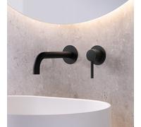 Mariner Logica rubinetto lavabo a parete proiezione 212 mm, per corpo incasso move, LOG1000-NO+BOT0058-NO, Logica nero opaco [Rubinetteria Bagno > Rubinetteria Lavabo]