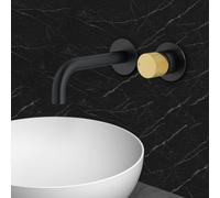Mariner Logica Shine rubinetto lavabo a parete proiezione: 212 mm, incluso corpo incasso move, LOS1000-NOOB+INT0035-NO+BOT0058-NO, Logica Shine nero opaco/oro spazzolato [Rubinetteria Bagno > Rubinett