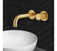 Mariner Logica Shine rubinetto lavabo a parete proiezione: 212 mm, incluso corpo incasso move, LOS1000-OB+INT0035-OB+BOT0058-OB, Logica Shine oro spazzolato [Rubinetteria Bagno > Rubinetteria Lavabo]