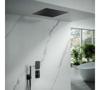 Mariner Oasy two sistema doccia con termostatico, set doccia e pannello pioggia in acciaio inox per installazione a soffitto, OASV1800-NO#Set4, Oasy nero opaco [Rubinetteria Bagno > Sistemi Doccia da 